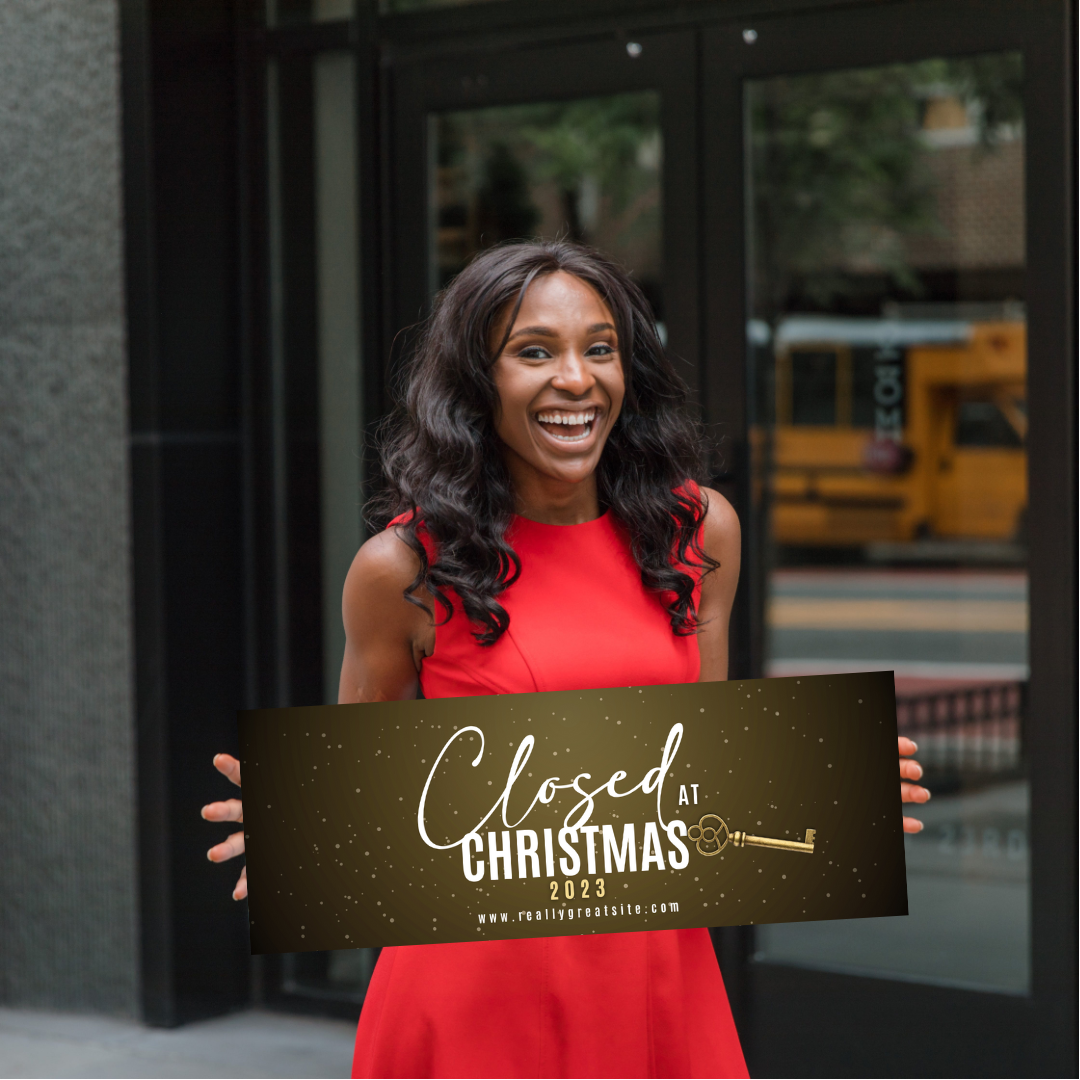 CLOSED At Christmas / Black & Gold - Testimonial Prop™ / 9 X 24