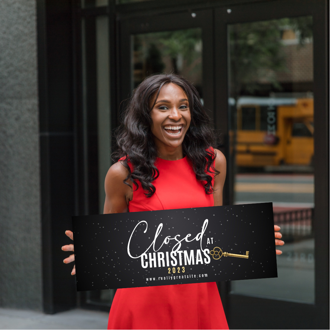 CLOSED At Christmas / Black & Gold - Testimonial Prop™ / 9 X 24