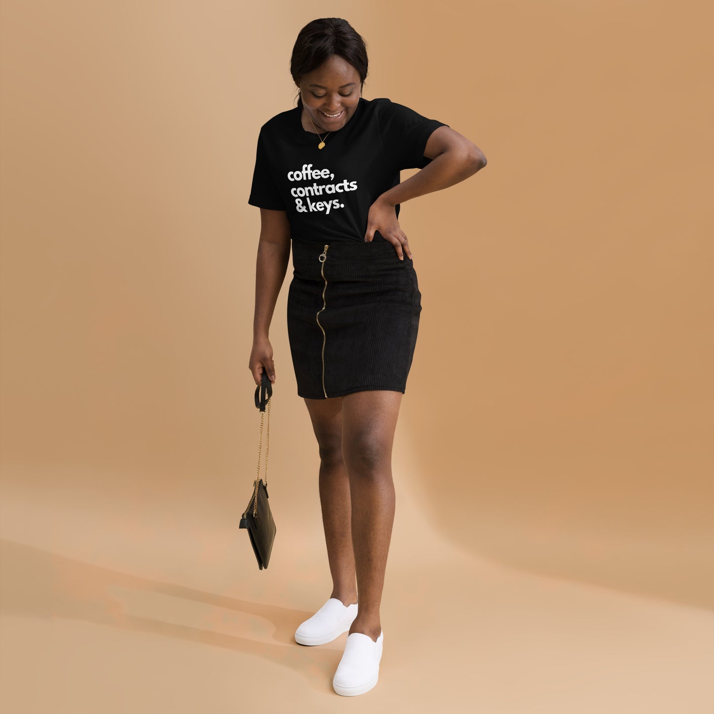 Coffee, Contracts & Keys™ / White Text - Unisex Graphic T-Shirt